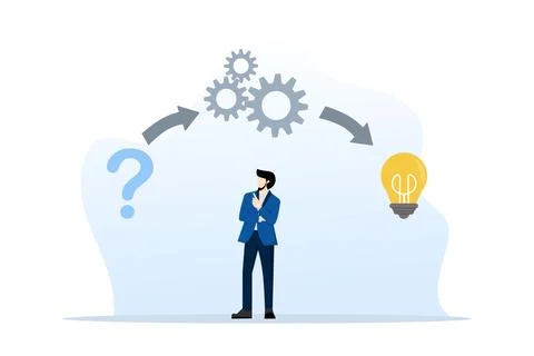 Business thinking or problem solving concept, Stages of business implementation. Stock Illustration