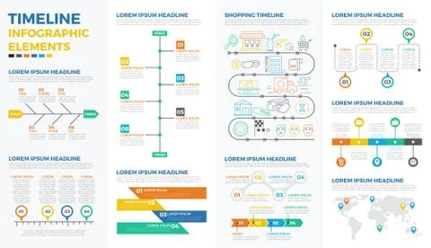 Business timeline infographic elements Illustrazione stock