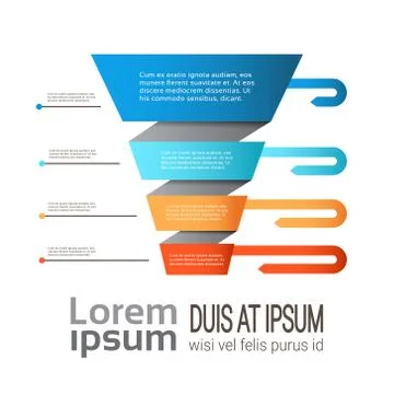 Business timeline process chart infographics funnel template used for 스톡 일러스트