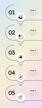 Business timeline rounded structure infographic 5 steps Stock Illustration