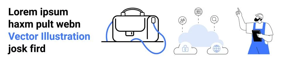 Business Tools and Cloud Integration with Professional Guidance Illustrazione stock