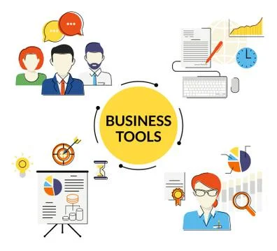 Business tools illustrations set Illustrazione stock