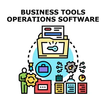 Business tools operations software concepts illustration Stock Illustration