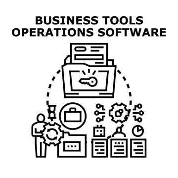 Business tools operations software concepts illustration Stock Illustration