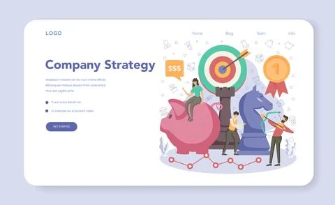 Business top management web banner or landing page. Successful strategy Stock Illustration