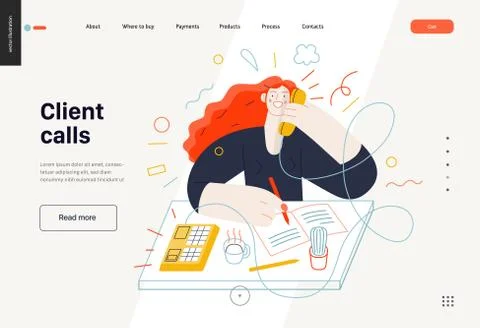 Business topics - client calls, web template Stock Illustration