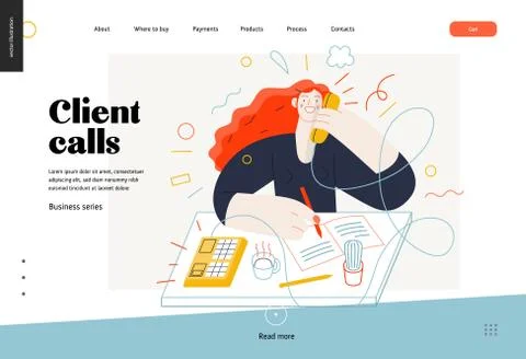 Business topics - client calls, web template Stock Illustration