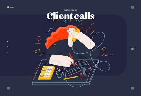 Business topics - client calls, web template Stock Illustration