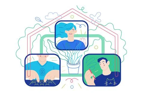 Business topics - distant work. Modern flat vector Stock Illustration