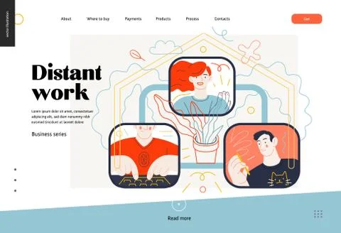Business topics - distant work, web template Stock Illustration