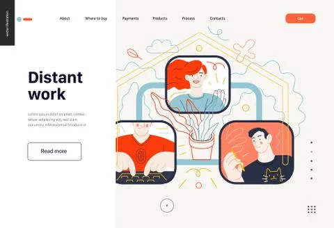Business topics - distant work, web template Stock Illustration