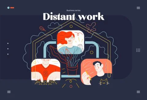 Business topics - distant work, web template 스톡 일러스트