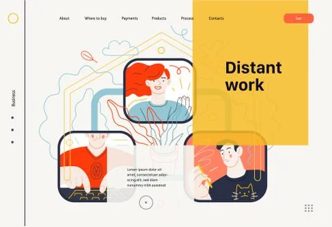 Business topics - distant work, web template Illustrazione stock