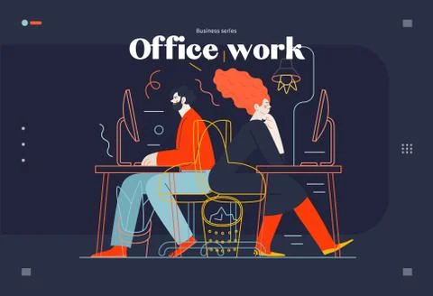 Business topics - office work, web template Stock Illustration