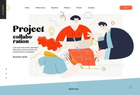Business topics - project collaboration, web template Stock Illustration