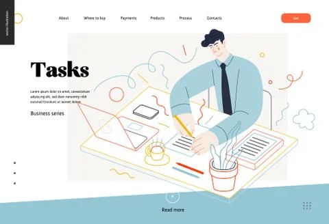Business topics - tasks, web template Stock Illustration