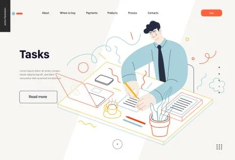 Business topics - tasks, web template Stock Illustration