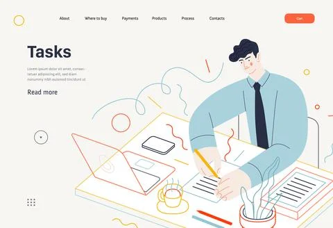 Business topics - tasks, web template 스톡 일러스트