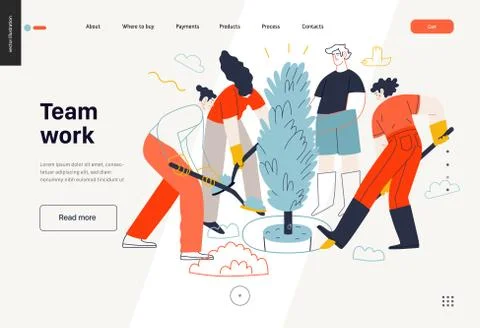 Business topics - teamwork, web template Stock Illustration