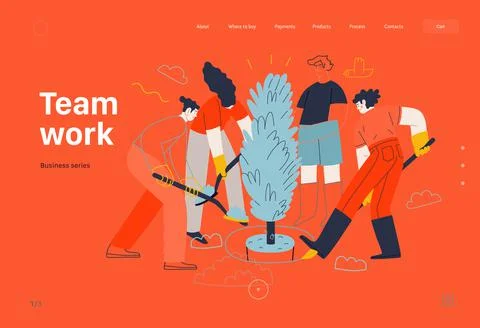 Business topics - teamwork, web template. Modern flat vector Illustrazione stock