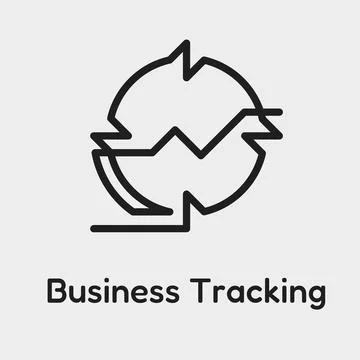 Business tracking vector line icon circular arrows and trend graph continuo.. Stockillustratie