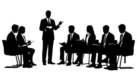 Business Training and Development Silhouettes Set Stock Illustration