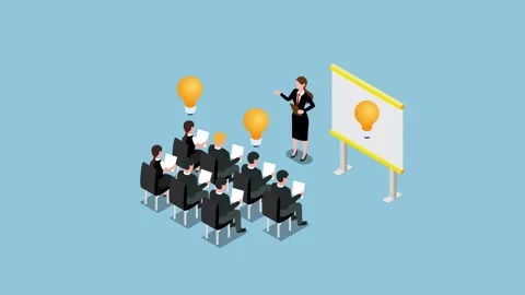 Business Training and Knowledge Sharing  Professional Learning 3d animation.. Stock Footage 305012389