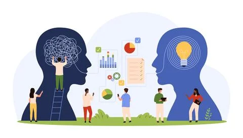 Business training communication, creative coaching of tiny people people unravel Stock Illustration