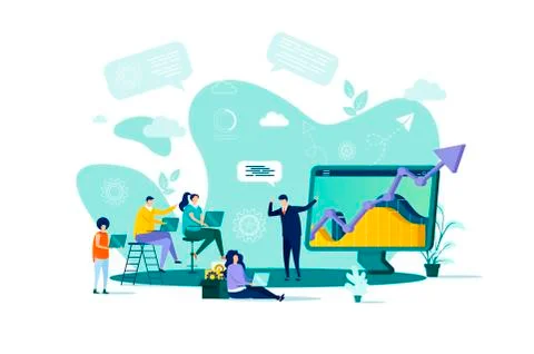 Business training concept in flat style. Stock Illustration
