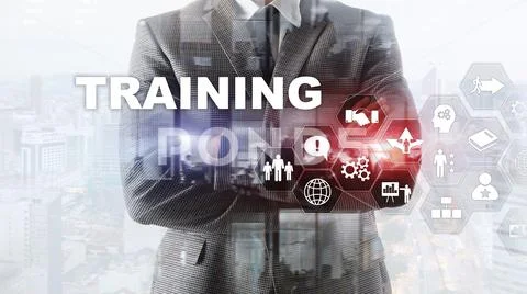Business training concept. Training Webinar E-learning. Financial technology and Stock Photos