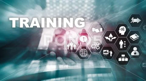 Business training concept. Training Webinar E-learning. Financial technology and Stock Photos