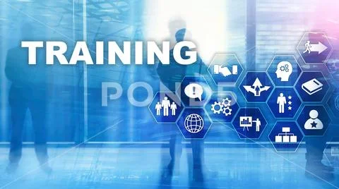 Business training concept. Training Webinar E-learning. Financial technology and Stock Photos