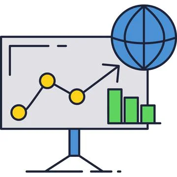 Business training icon vector computer with graph Stock Illustration