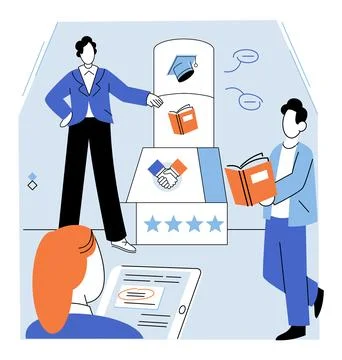 Business training. Ongoing study and continuous learning are essential for Illustrazione stock