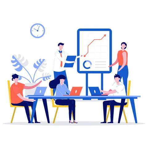 Business training or courses concept. Modern vector illustration in flat styl Stockillustratie