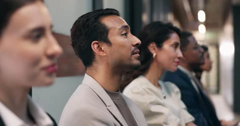 Business, training or man in office with attention, learning or presentation in Stock Footage 340776659
