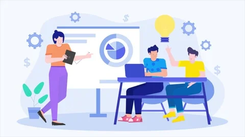 Business training program illustration animated video Stock Footage 281914886