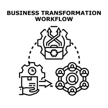 Business transformation workflow concept adapting changing processes Stock Illustration