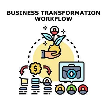 Business transformation workflow process developing innovation and growth Stock Illustration