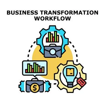 Business transformation workflow process for financial data analysis Stockillustratie