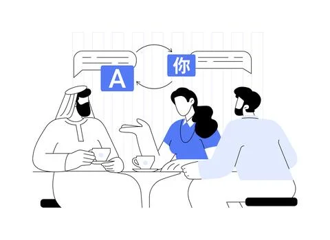 Business translators abstract concept vector illustration. Stock Illustration