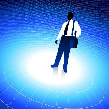 Business traveler background with binary code Illustrazione stock