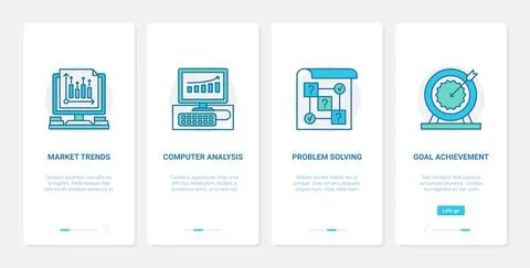 Business trend data analysis and analytics UX, UI onboarding mobile app page Stock Illustration