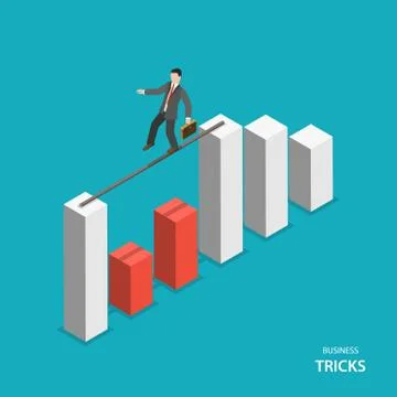 Business tricks isometric flat vector concept. Stock Illustration