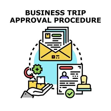 Business trip approval procedure application task Illustrazione stock