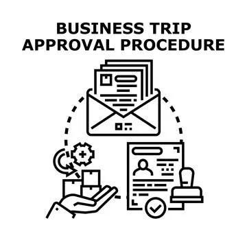 Business trip approval procedure application task Illustrazione stock