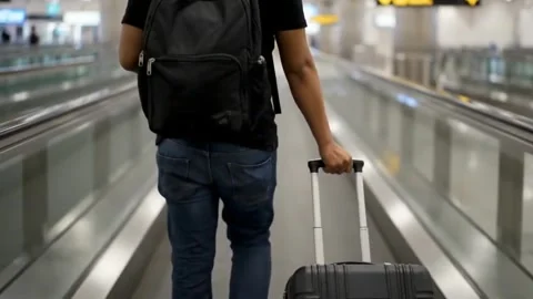 Business Trip: Man Walking Through Airport. Stock Footage 316280857