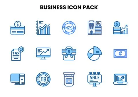 Business Two Colour Graphics Icons Pack Stock Illustration