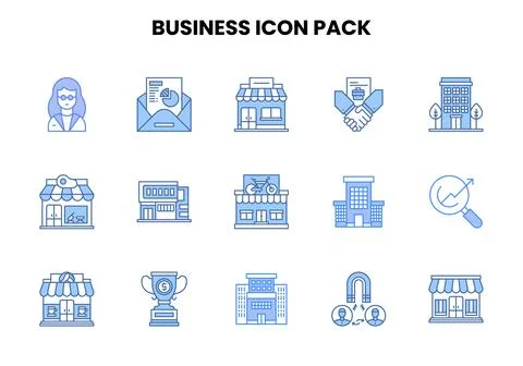 Business Two Colour Vector Icons Pack Illustrazione stock