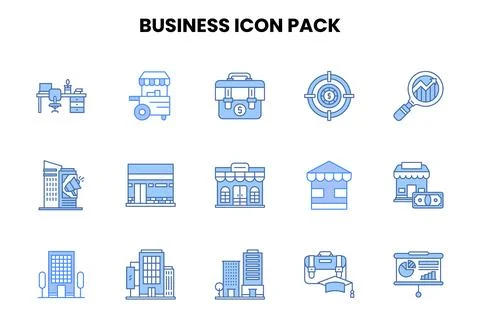 Business Two Colour Vector Icons Pack Stock Illustration